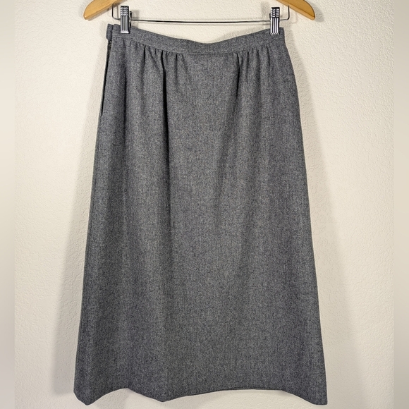 Vintage Pendleton Grey Wool Straight Pencil Retro Preppy Workwear Skirt Size 10 - Picture 7 of 8